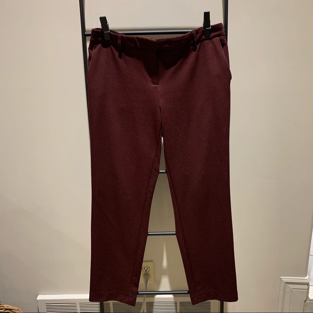 Burgundy trousers